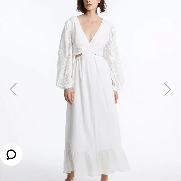 NWT Urban Revivo White Cut Out Ruffle Hem Dress - size Small - Picture 3 of 7